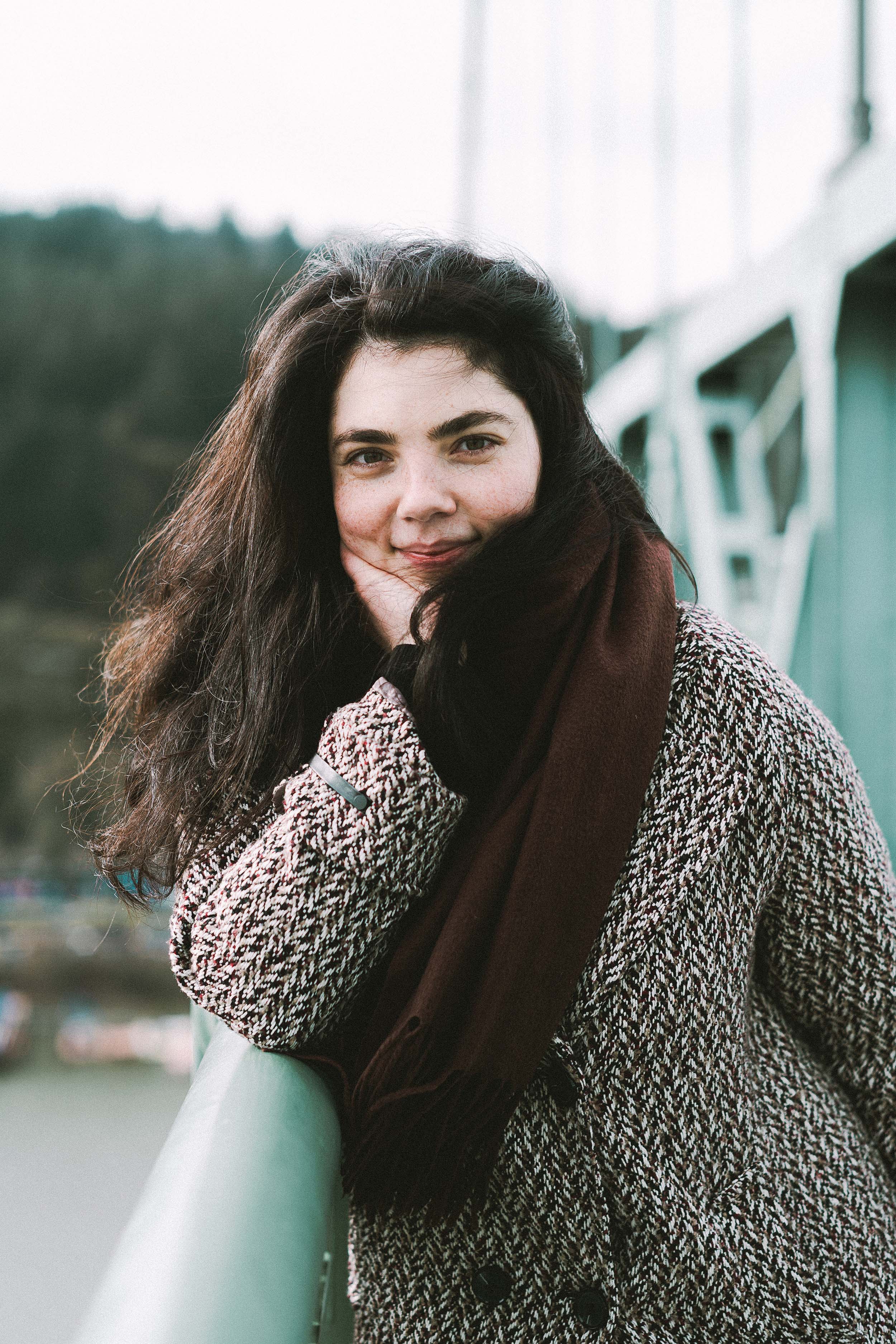 Moody Winter Portraits at Cathedral Park and St. Johns Bridge in Portland, Oregon — photograph 5 of 10